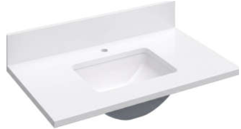Plain White Quartz Vanity Top